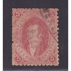 ARGENTINA 1864 GJ 19n ESTAMPILLA USADA ANGULO INFERIOR IZQUIERDO VACIO POS. 32 U$ 72